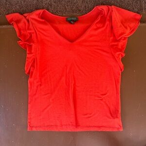 Lauren Ralph Lauren Vibrant Orange V-Neck Blouse - Women’s L